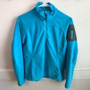Eddie Bauer First Ascent Light Blue & Gray Fleece Quarter Zip Jacket